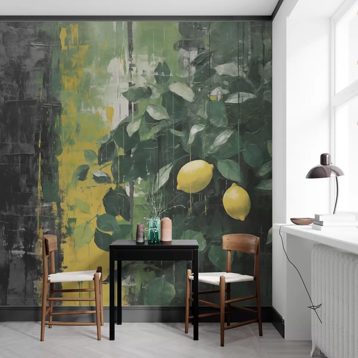 murais de parede Limões num fundo contrastante em estilo grunge w03601