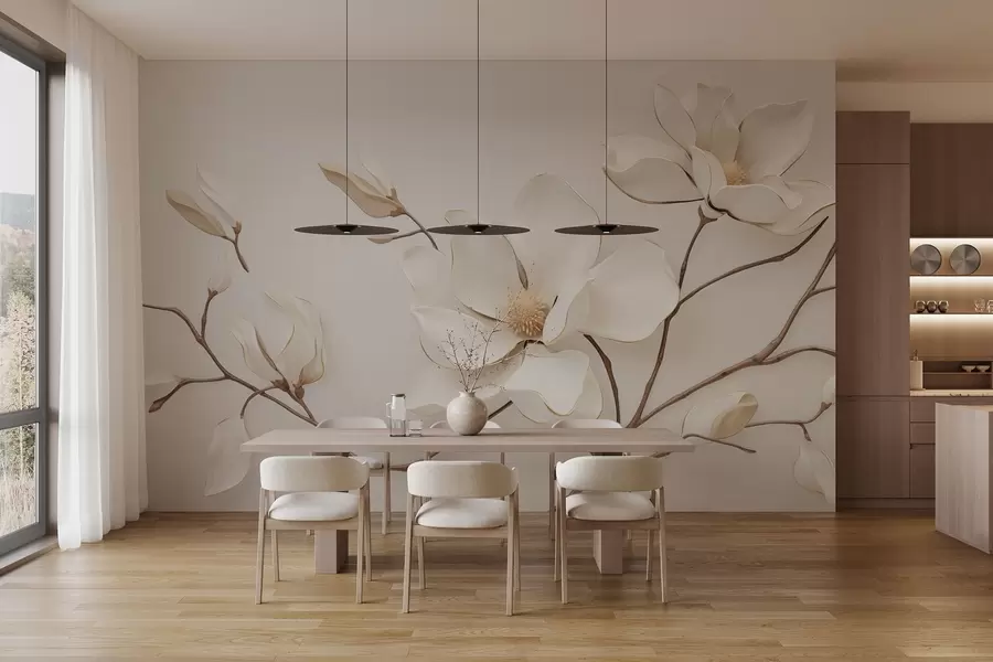 murais de parede Flores de magnólia em delicados tons pastel w03645