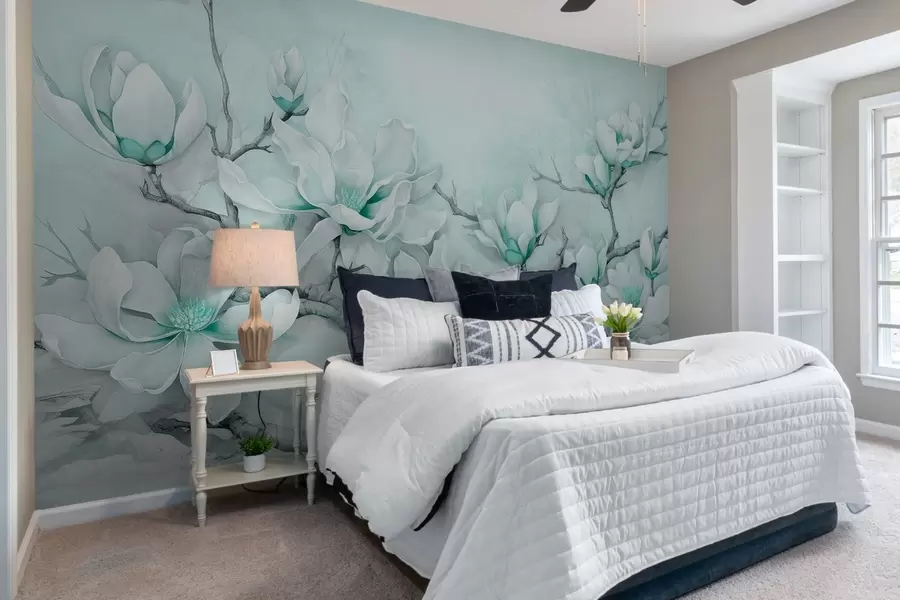 murais de parede Árvore de magnólia pintada de forma exuberante w03658v2