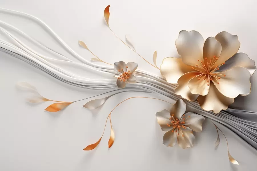 murais de parede Uma flor cor de laranja sobre um fundo cinzento abstrato w09004