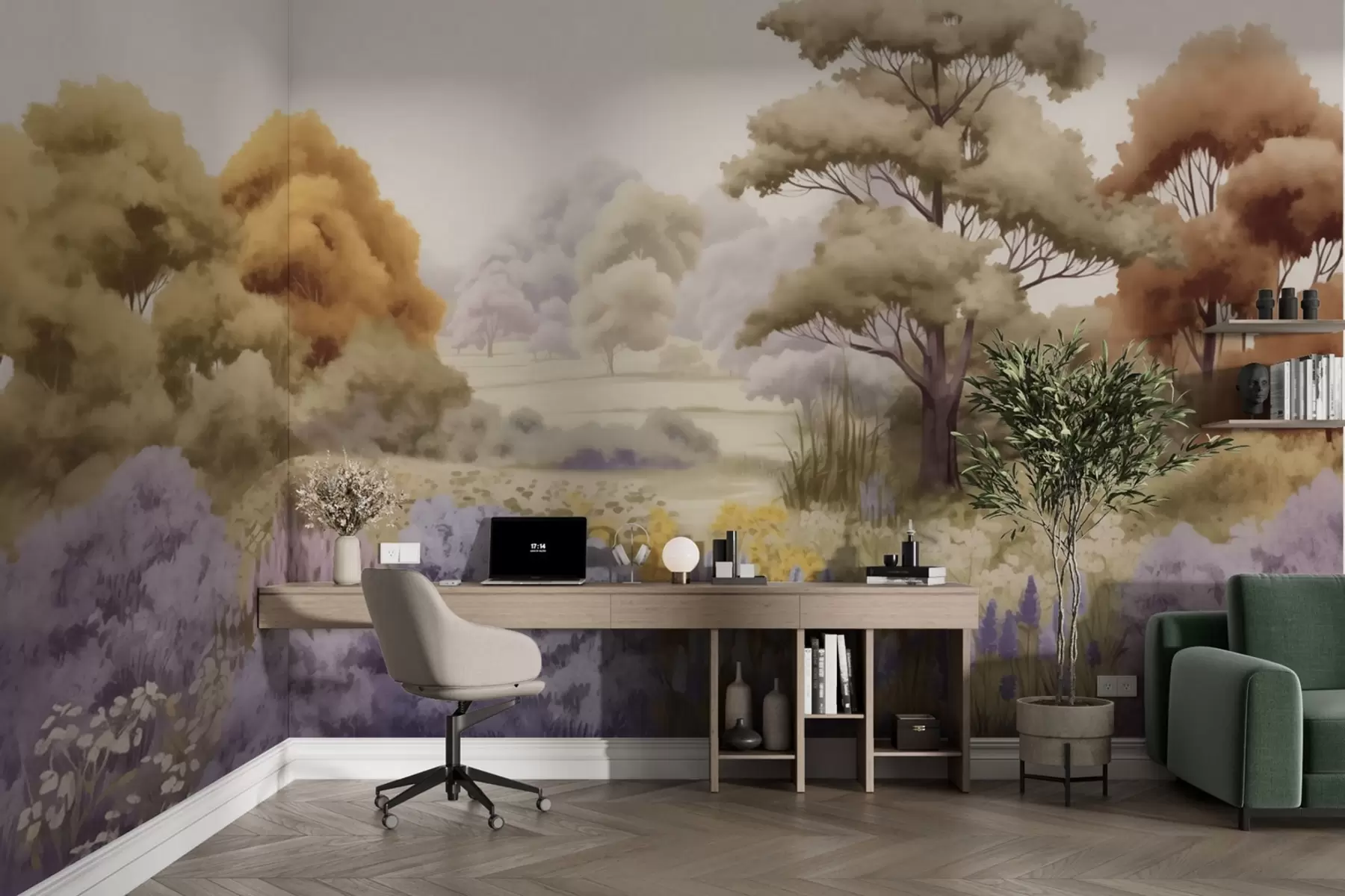 murais de parede Floresta colorida de outono w03693