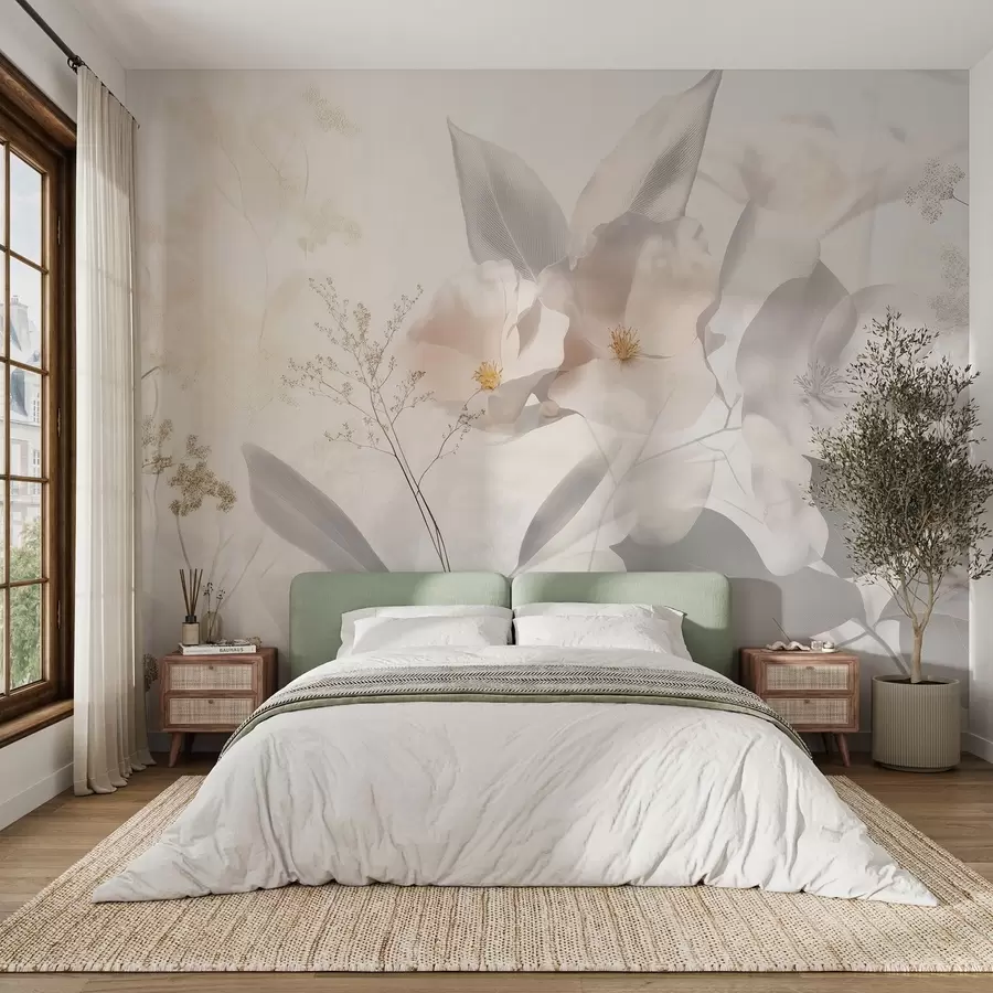 murais de parede Flores e ramos com folhas w03717