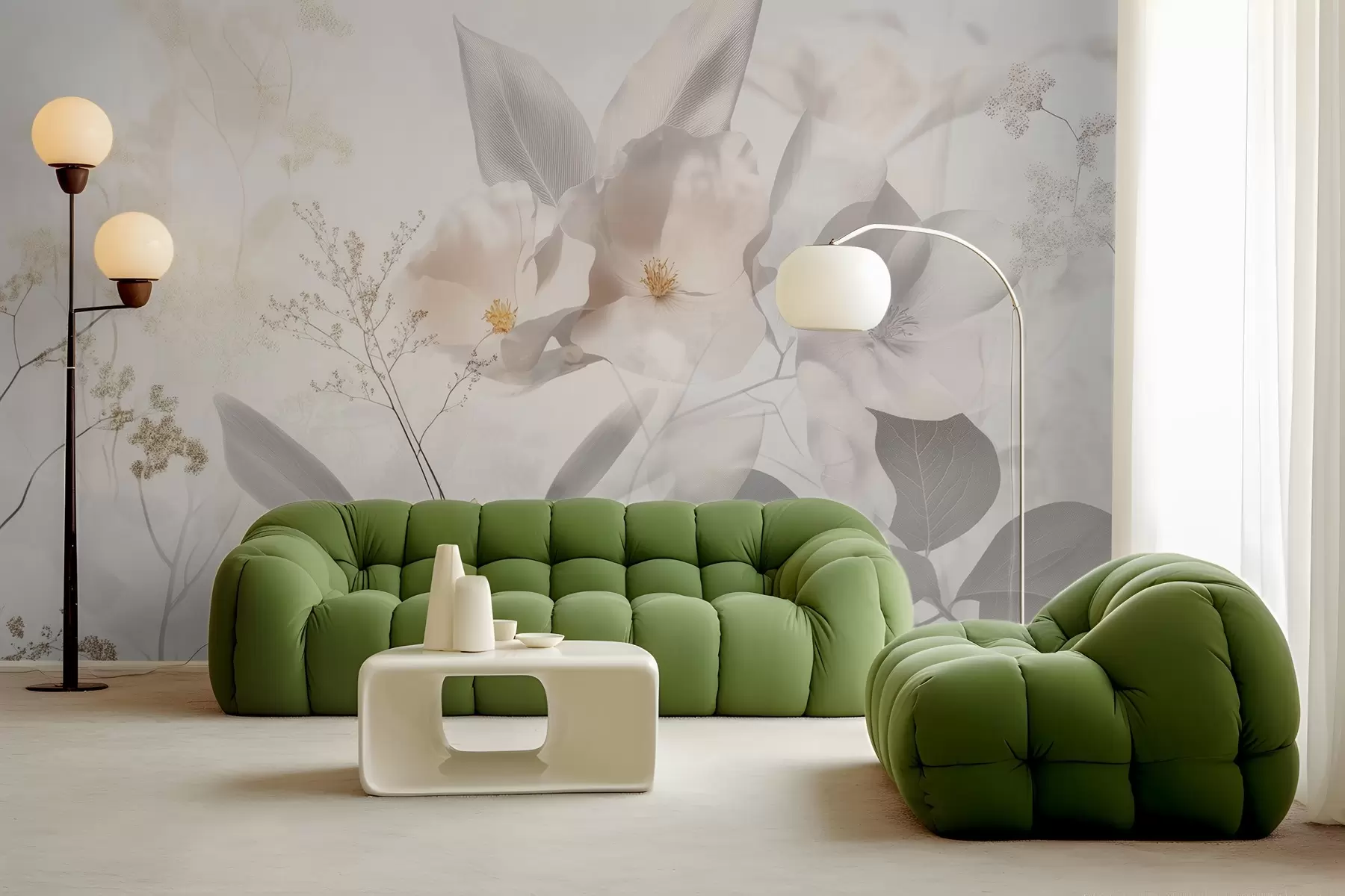 murais de parede Flores e ramos com folhas w03717