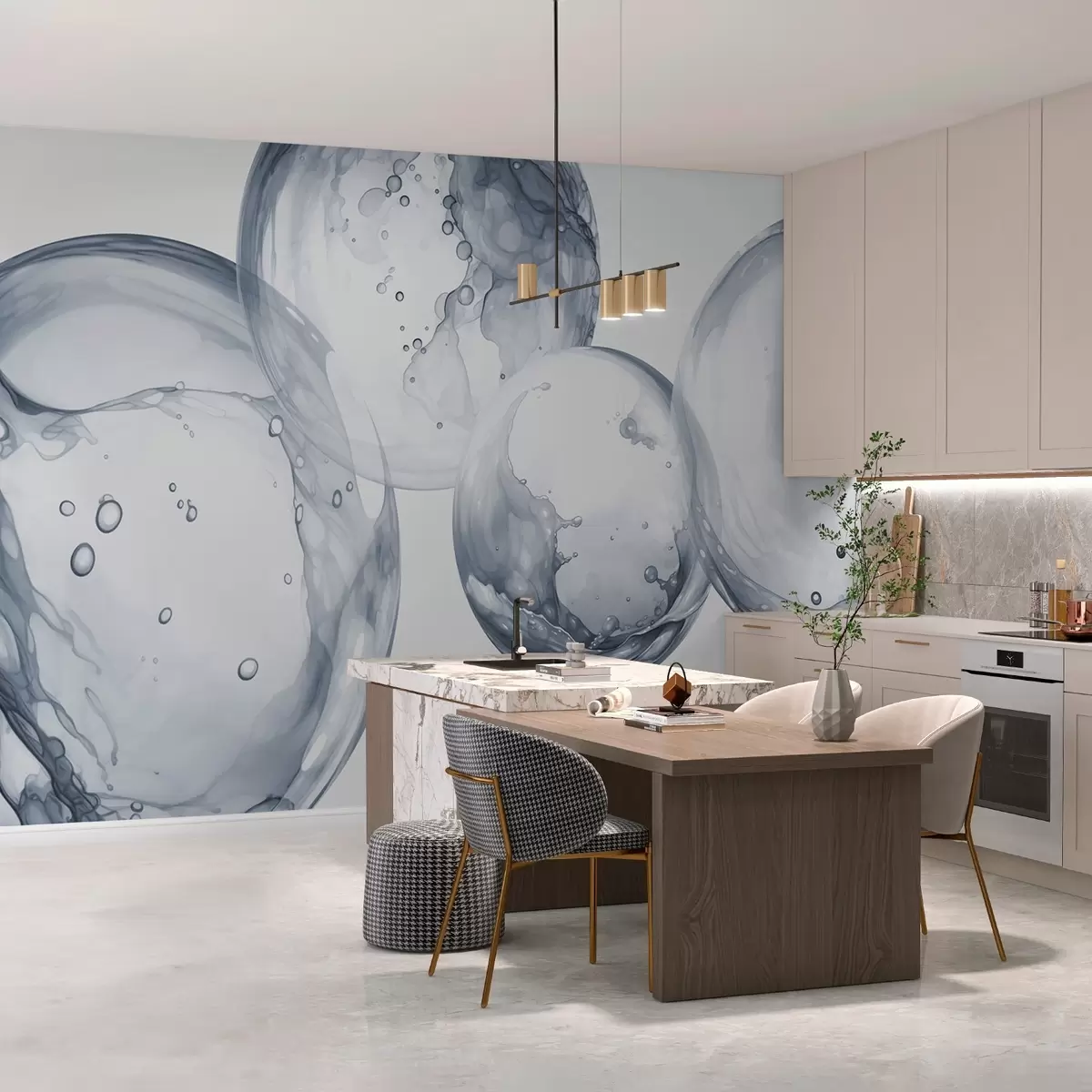 murais de parede Aquarela de imitação de bolhas w03736v2