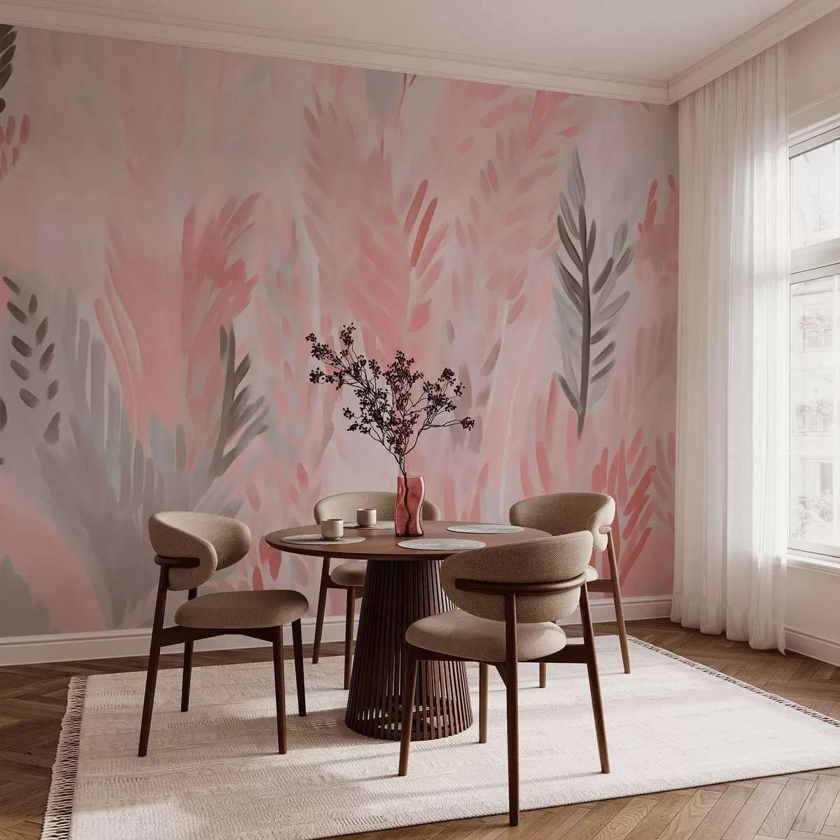 murais de parede Vegetação em tons de rosa w03738v1