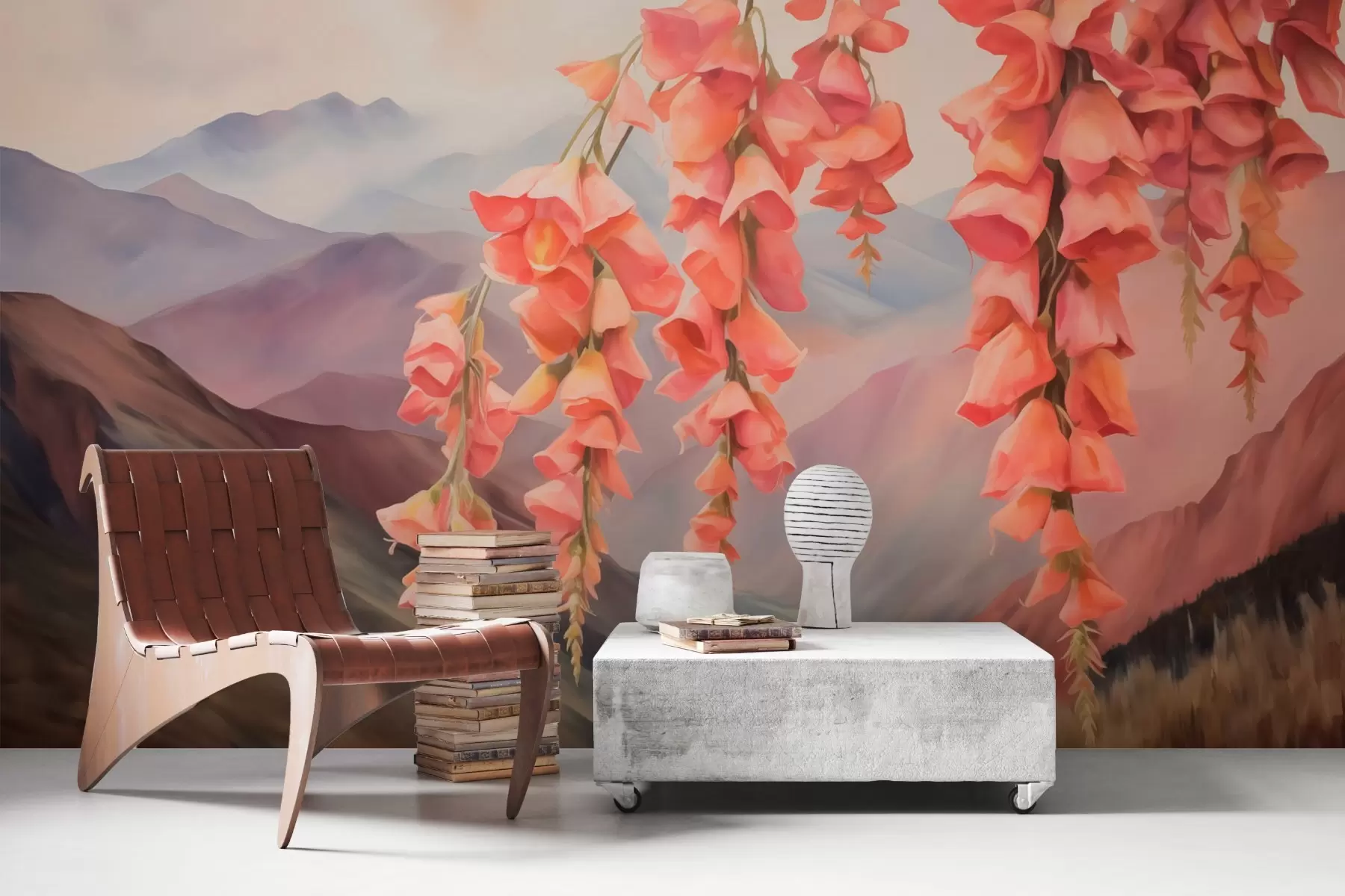 murais de parede Flores suspensas num cenário de montanhas w03776