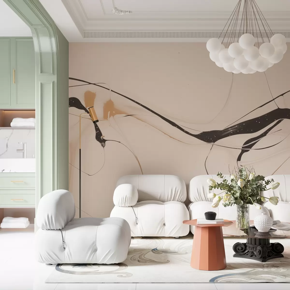 murais de parede Linhas cinzentas abstractas w03728