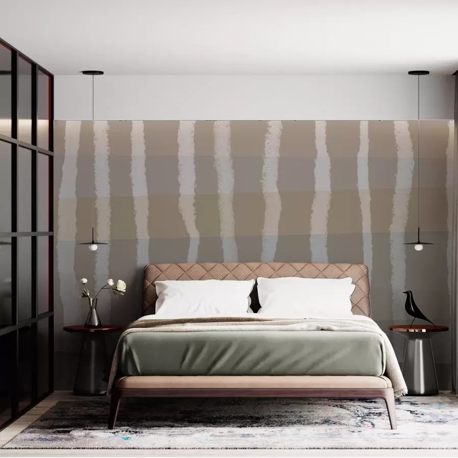 murais de parede Lines of Calm,Linhas onduladas verticais, padrão repetitivo, formas geométricas, gradação suave w03788