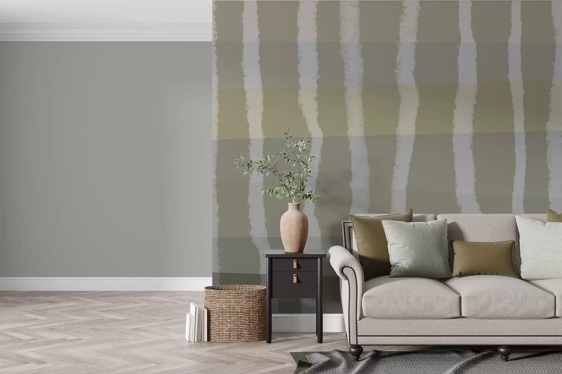 murais de parede Lines of Calm,Linhas onduladas verticais, padrão repetitivo, formas geométricas, gradação suave w03788v1