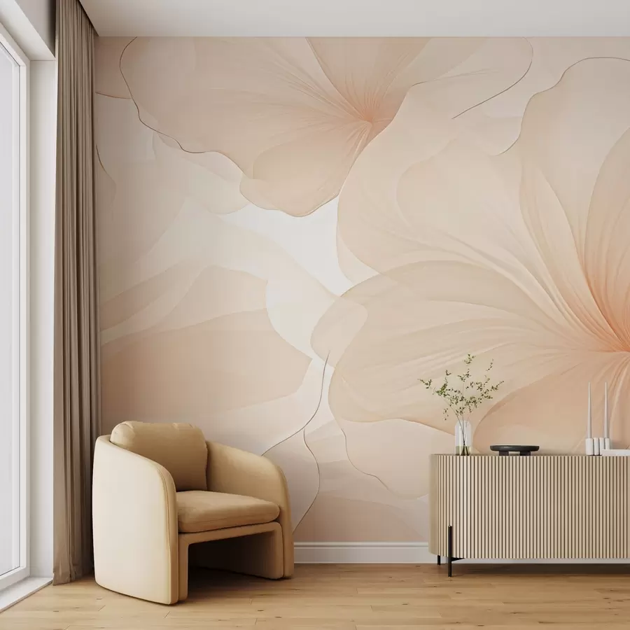 murais de parede Botões de flores grandes cor-de-rosa suave w09032