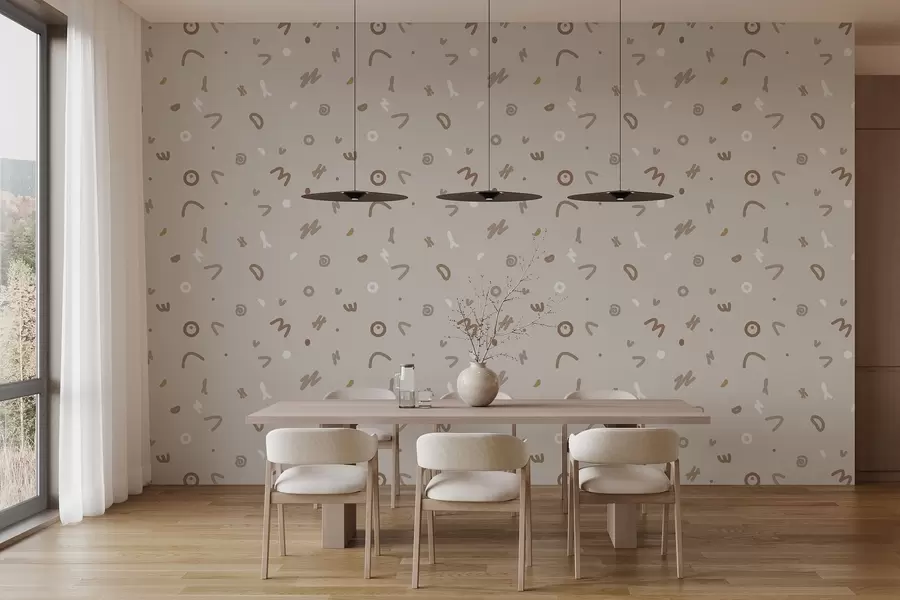 murais de parede Símbolos infantis abstractos numa paleta bege w03813