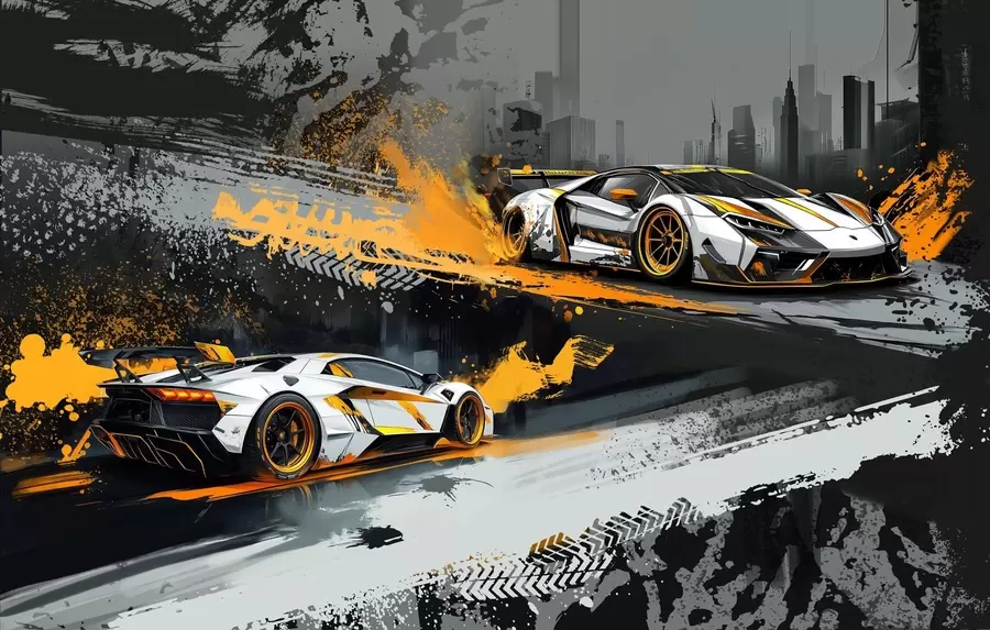 murais de parede carros desportivos dinâmicos, expressivos e de estilo Grange w03721