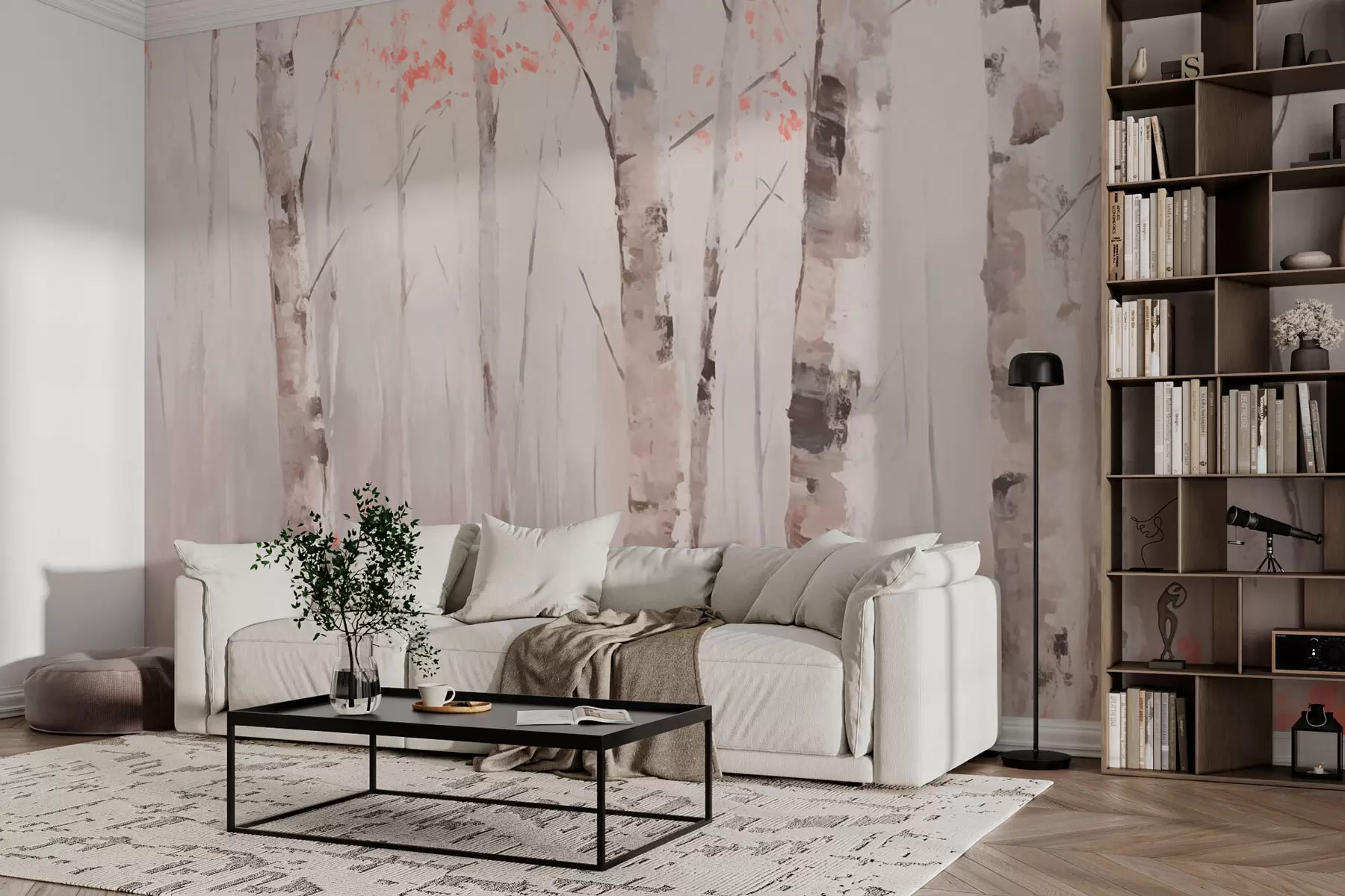 murais de parede Floresta de bétulas w03746