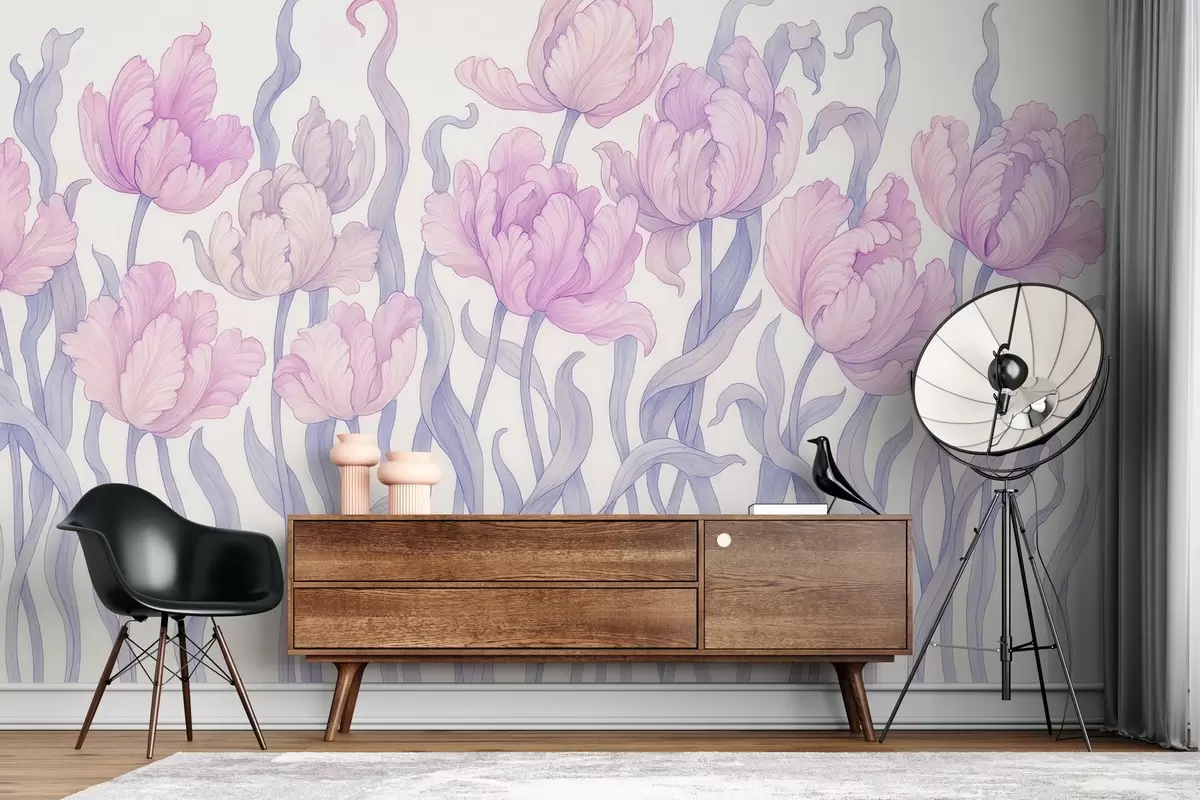 murais de parede Tulipas delicadas e elegantes w03817v1