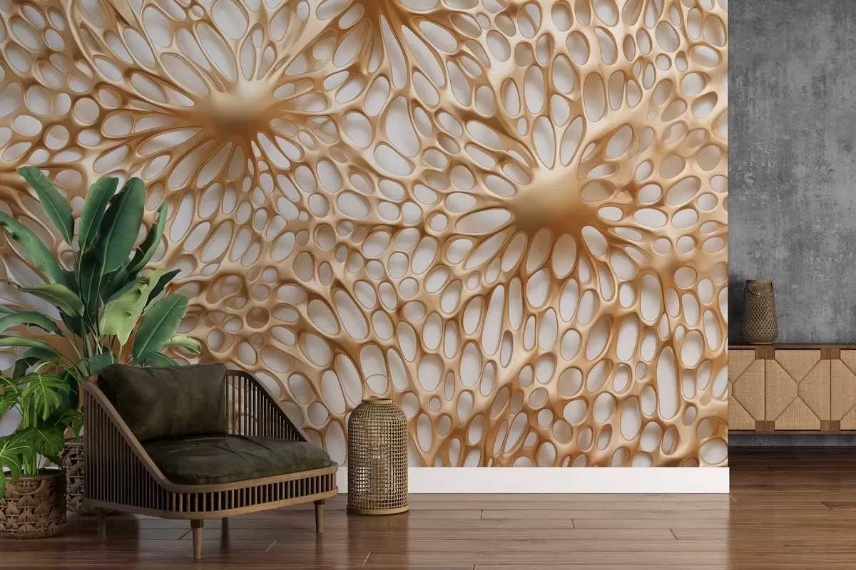 murais de parede Teia de aranha volumétrica desenhada w03820