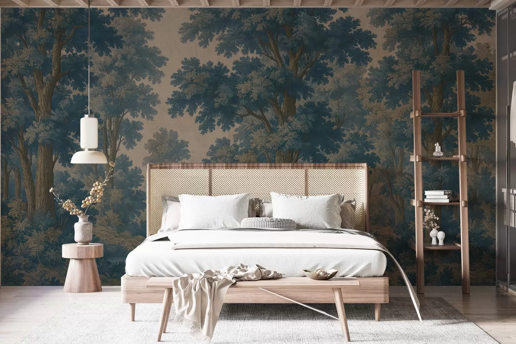 murais de parede Imagem moderna de uma floresta num estilo grunge w03822