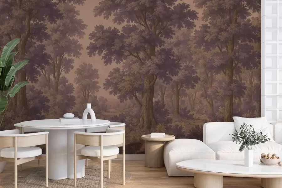 murais de parede Imagem moderna de uma floresta num estilo grunge w03822v1