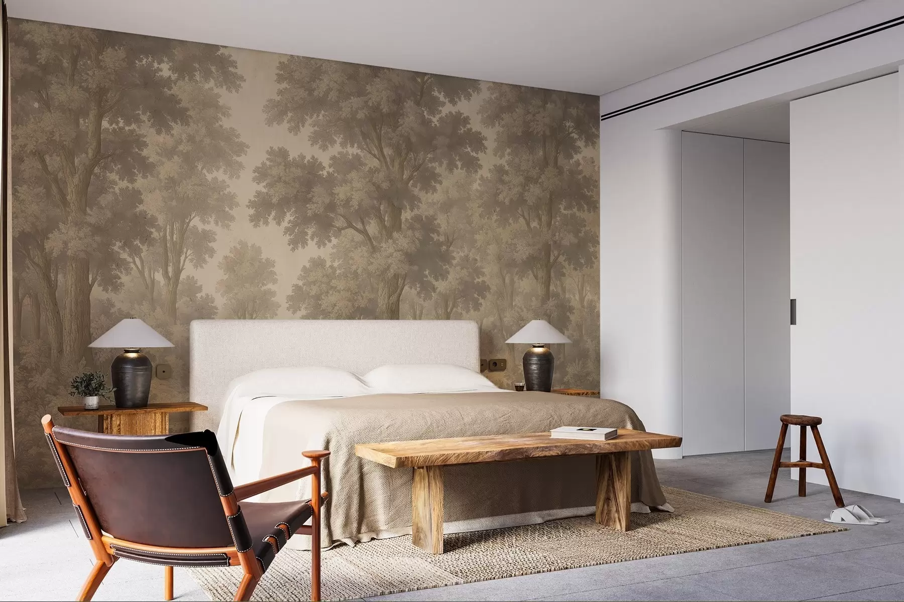 murais de parede Imagem moderna de uma floresta num estilo grunge w03822v2