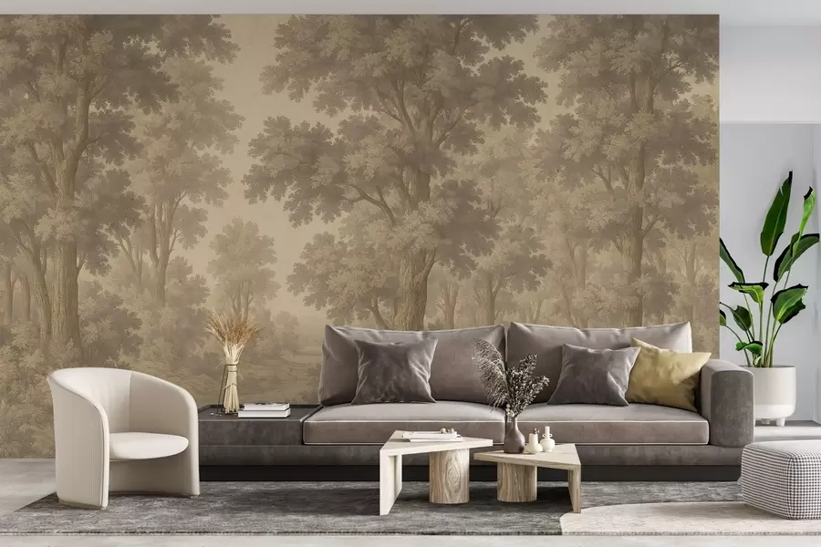 murais de parede Imagem moderna de uma floresta num estilo grunge w03822v2