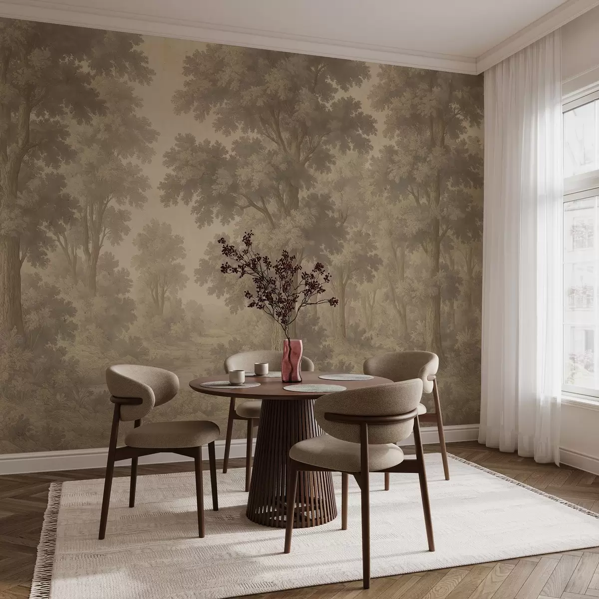 murais de parede Imagem moderna de uma floresta num estilo grunge w03822v2