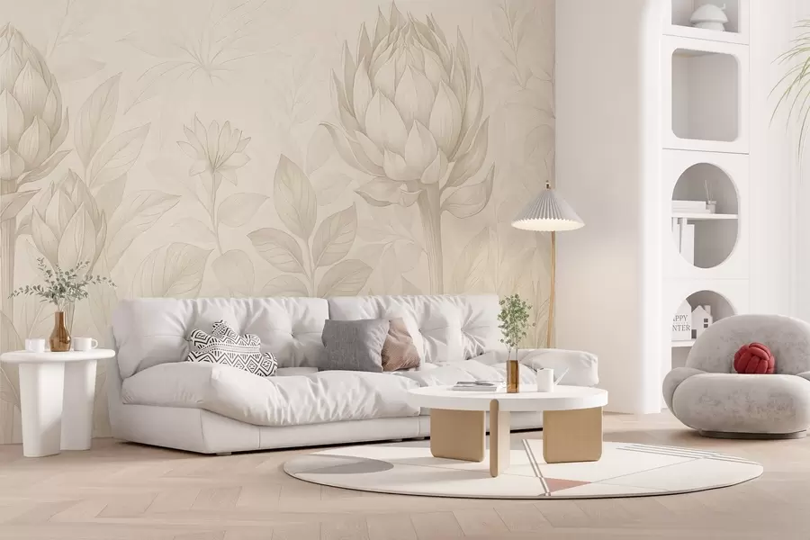 murais de parede Delicado ramo de várias plantas w03825