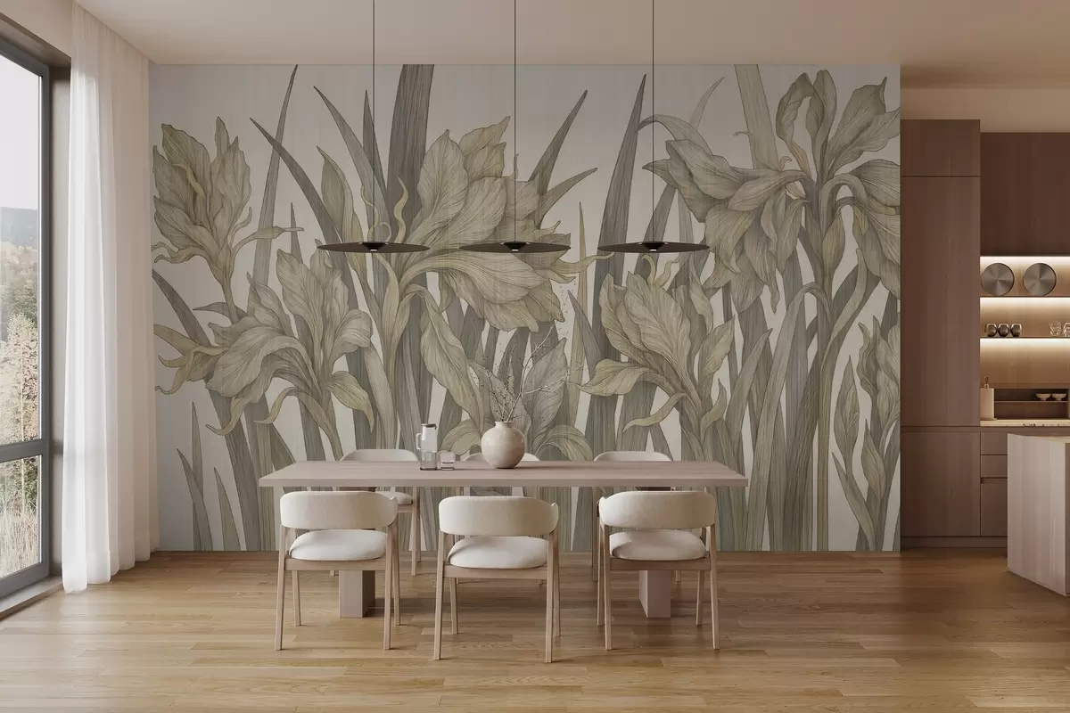 murais de parede Flores estilizadas elegantes w03829v1