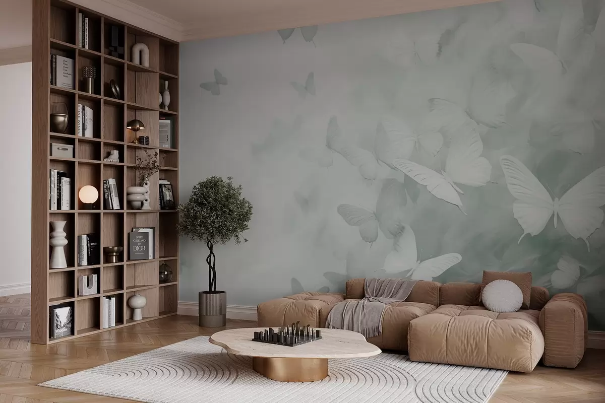 murais de parede Borboletas, tons de verde w03841v2