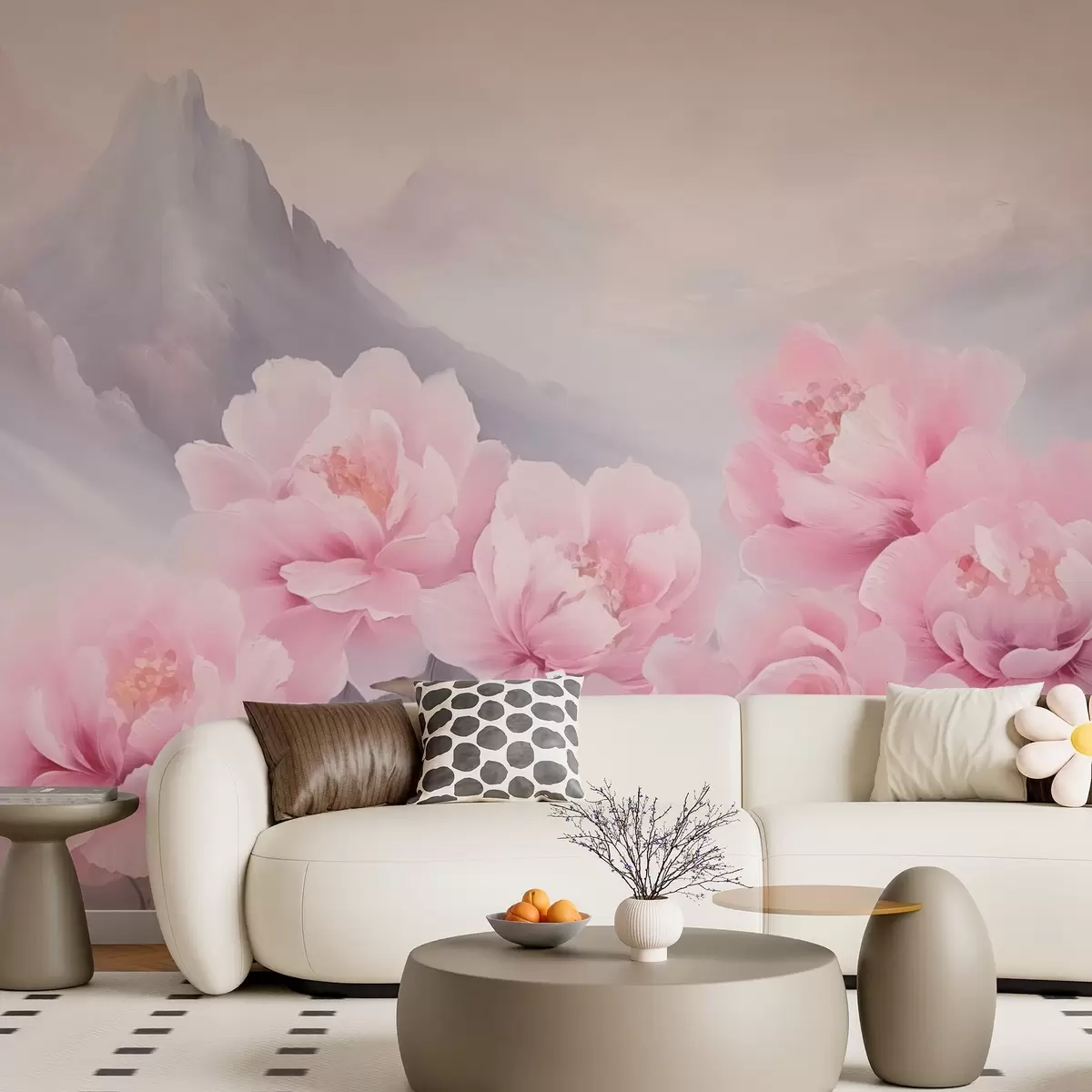 murais de parede Rosas contra o pano de fundo das montanhas w03852