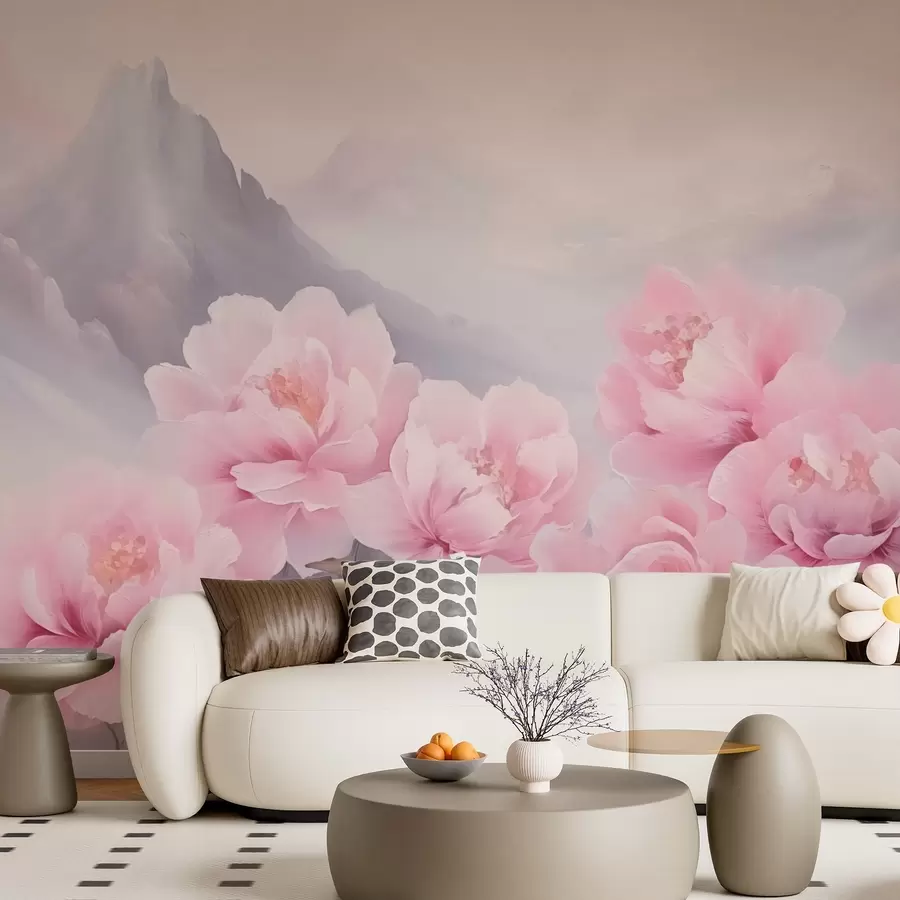 murais de parede Rosas contra o pano de fundo das montanhas w03852