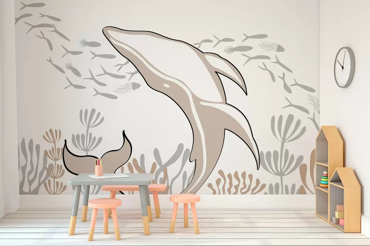 murais de parede Uma baleia entre os peixes w03853