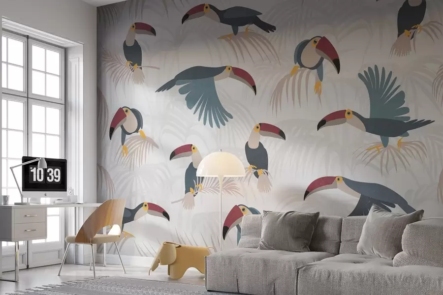 murais de parede Tucanos sobre folhas w03854v1