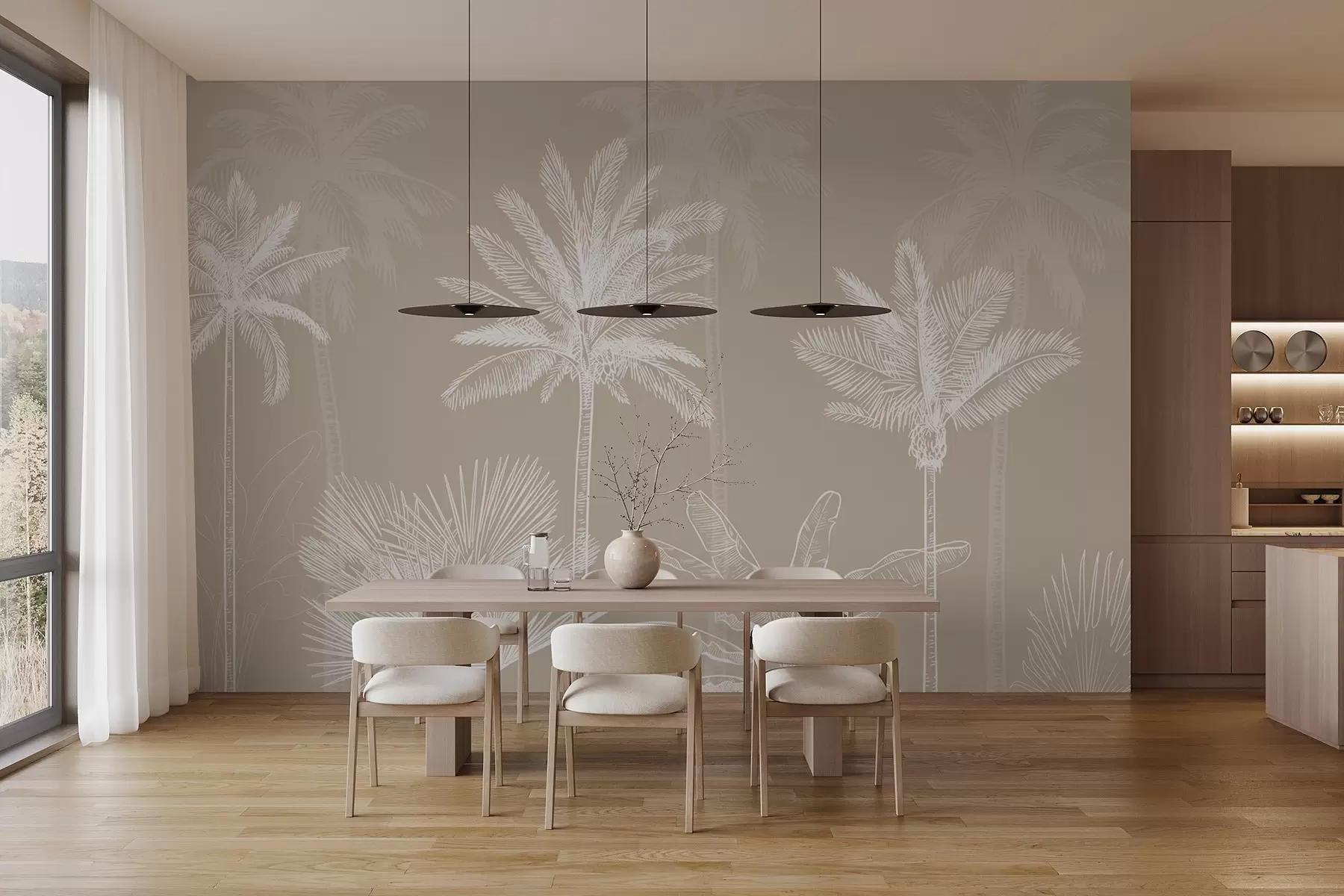 murais de parede Palmeiras brancas w03831