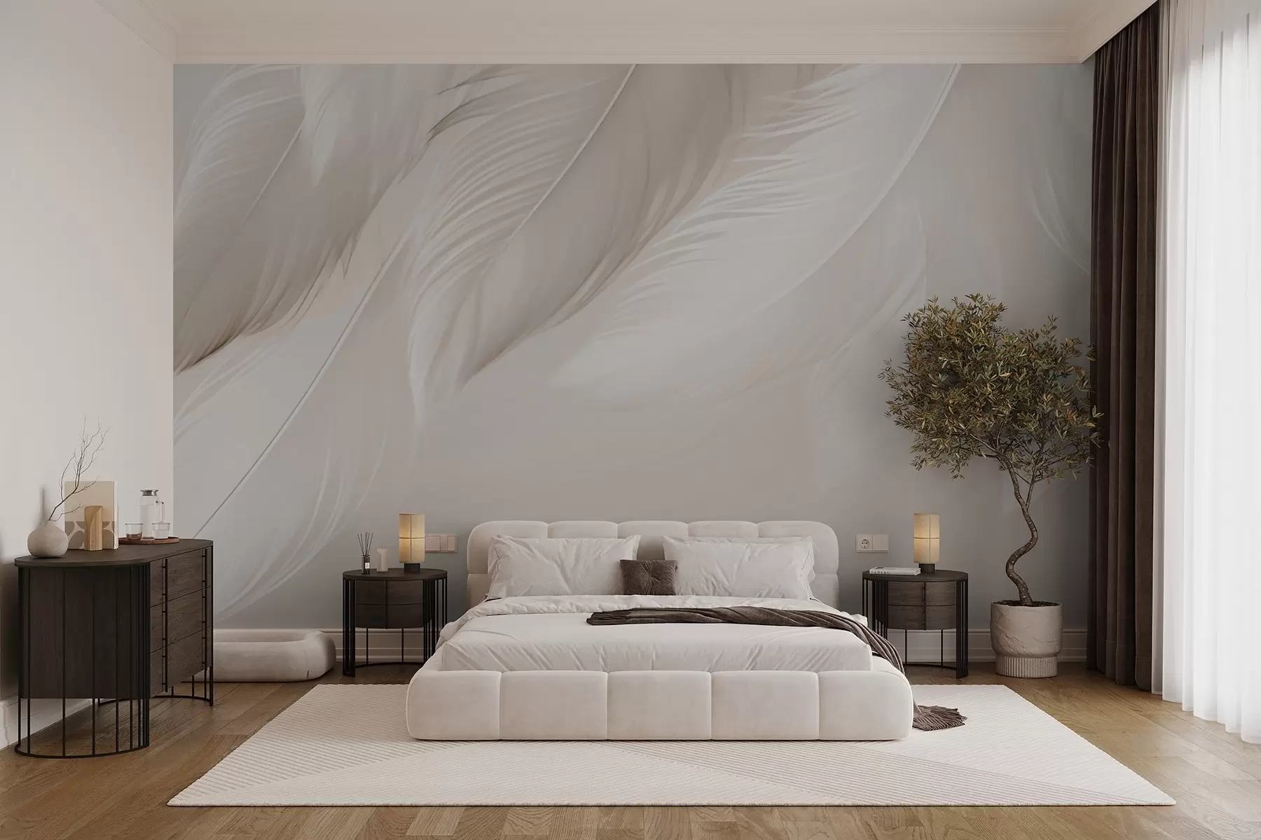 murais de parede Penas brancas w03833v2