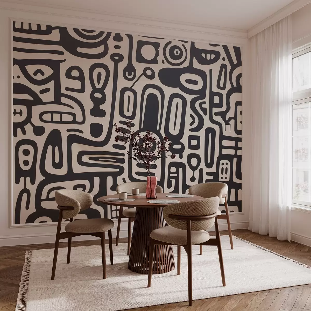 murais de parede Graffiti cinzento sobre um fundo bege w03834