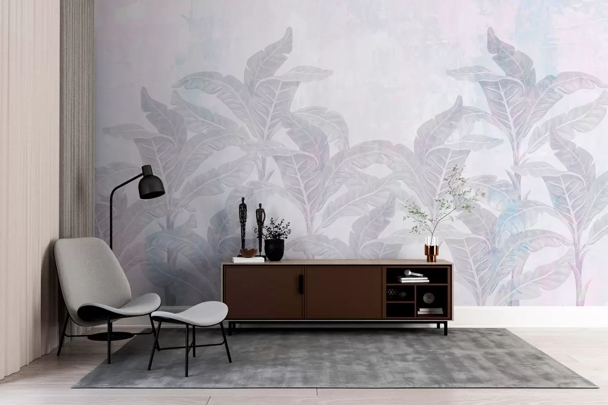 murais de parede palmeiras num estilo retro texturado w03768