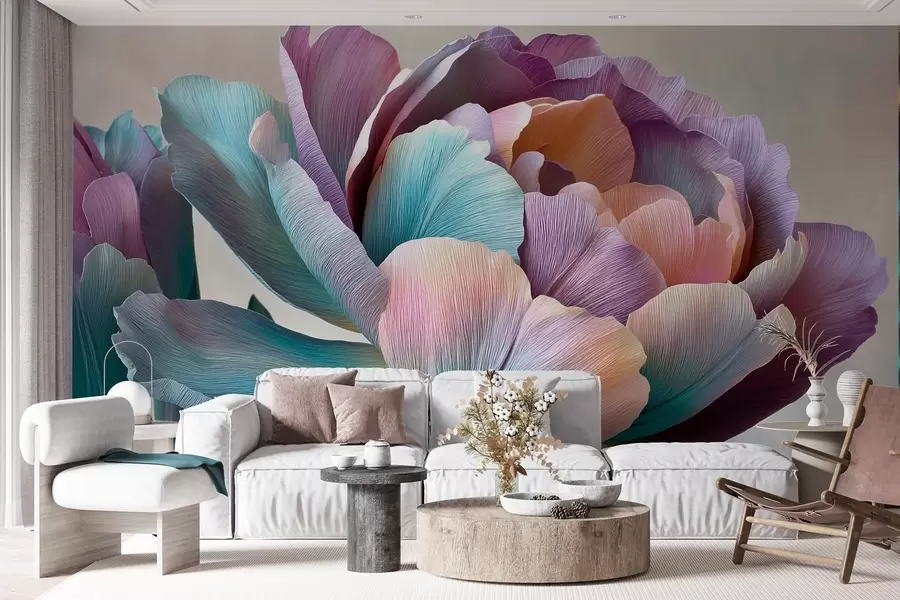 murais de parede Flor colorida em estilo de papel crepom w09076