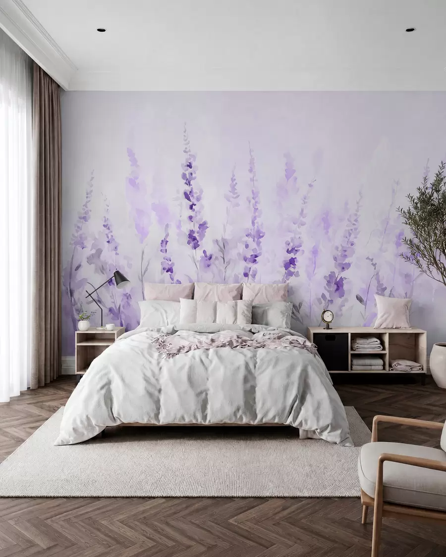 murais de parede Campo de lavanda vintage w09069v1