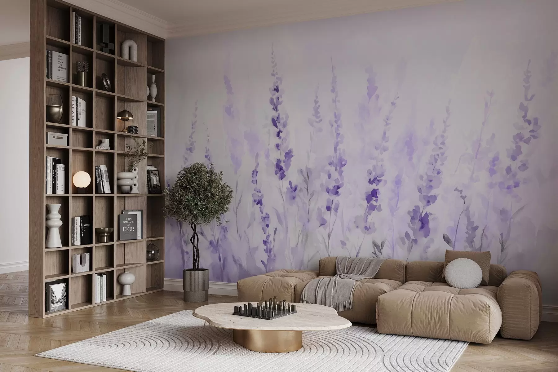murais de parede Campo de lavanda vintage w09069v1