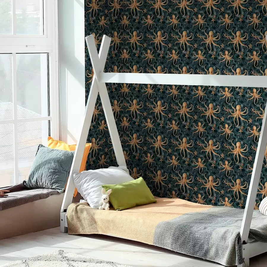 murais de parede Polvos sobre um fundo azul escuro a00120v1