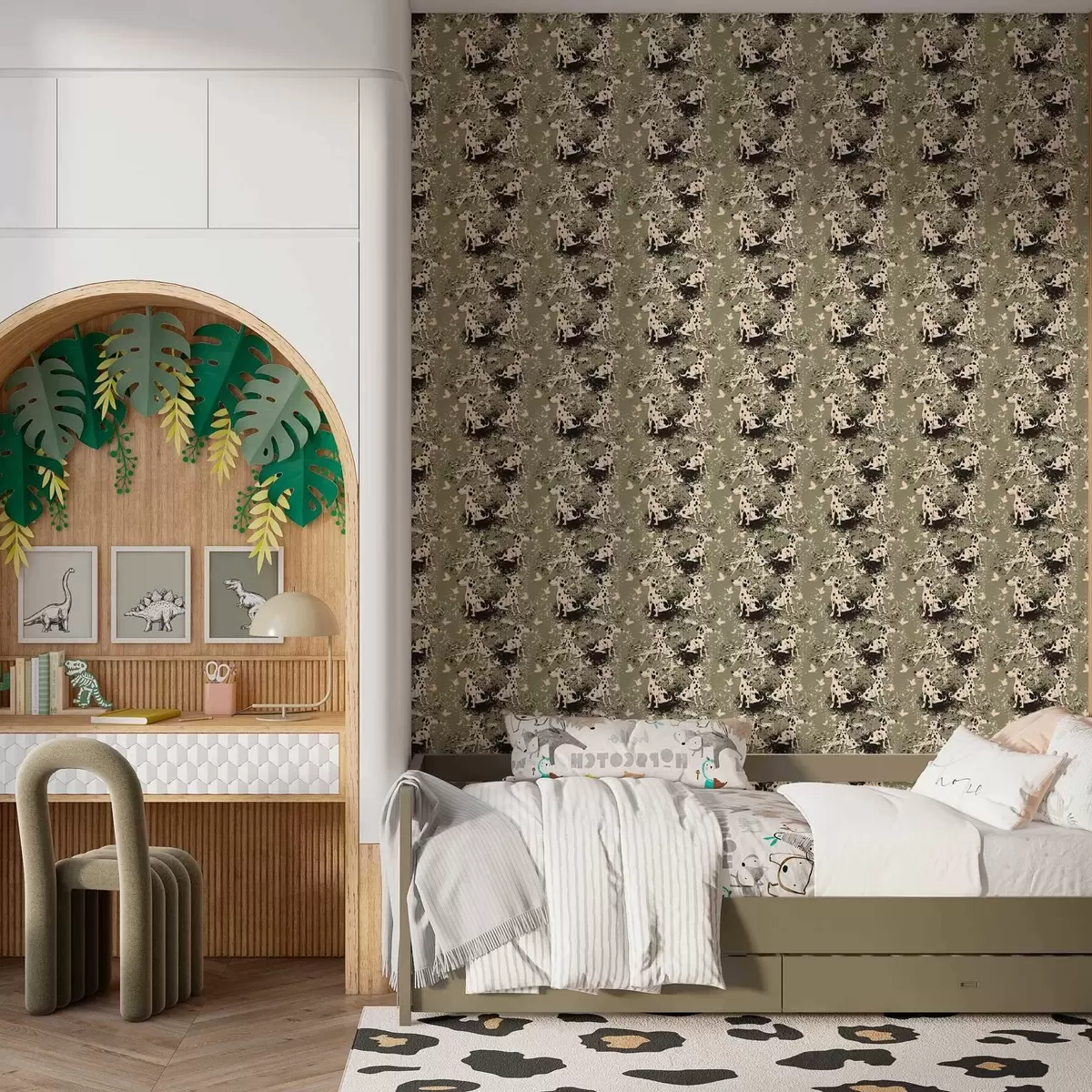 Papel de parede Dálmatas sobre um fundo de azeitona a00122