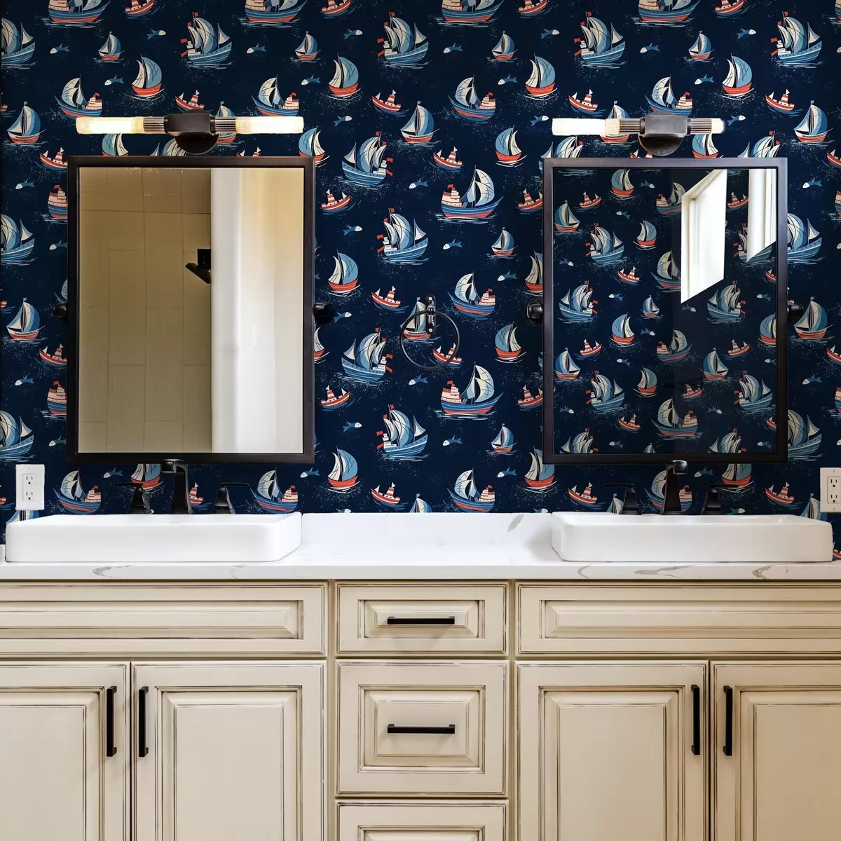 Papel de parede Navios sobre um fundo azul a00126v1