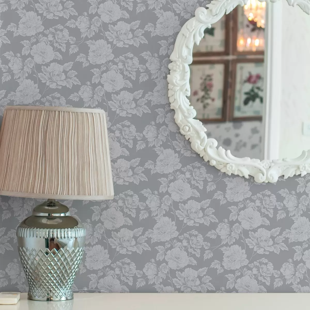 Papel de parede Flores claras sobre fundo cinzento a00129v1