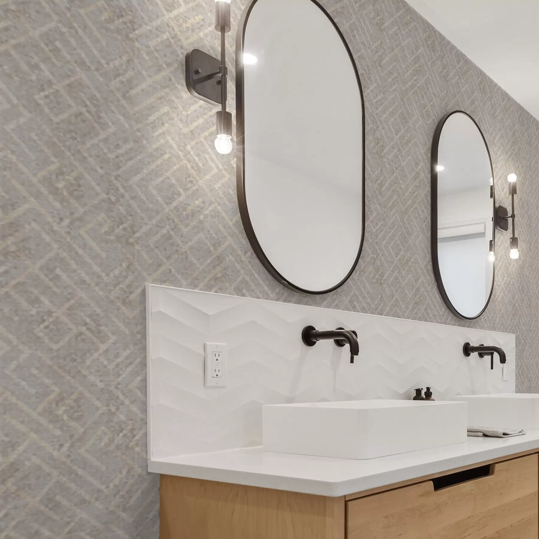 murais de parede Padrão retro sobre um fundo cinzento e bege a00142