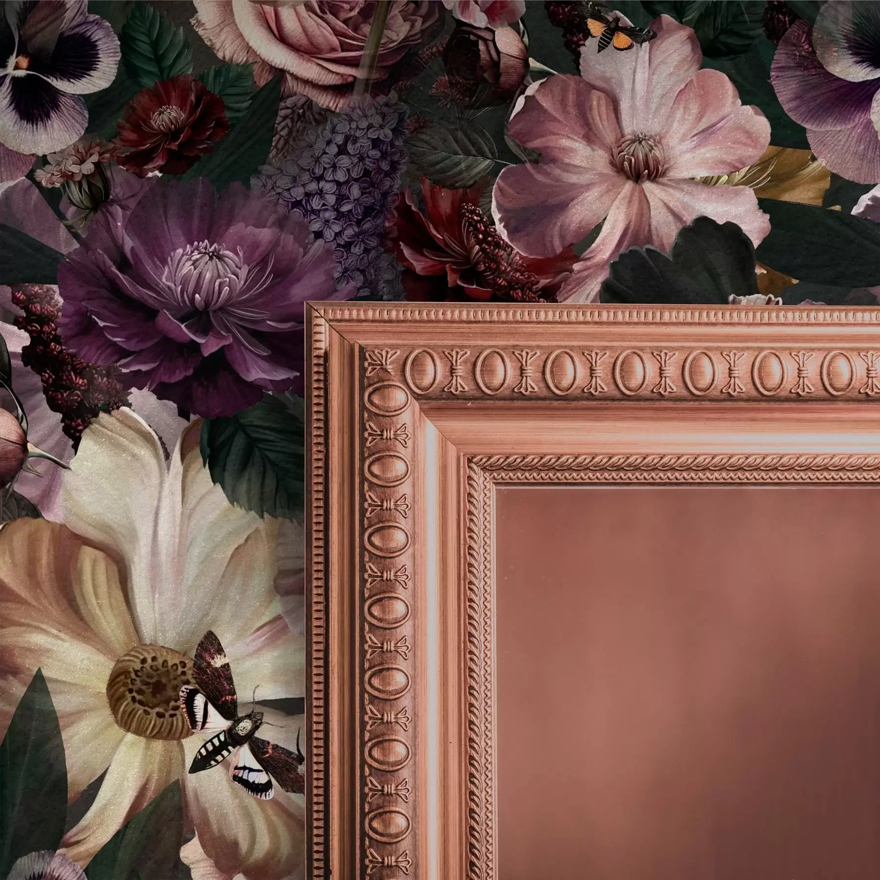 murais de parede Impressão floral artística em cores escuras a00147