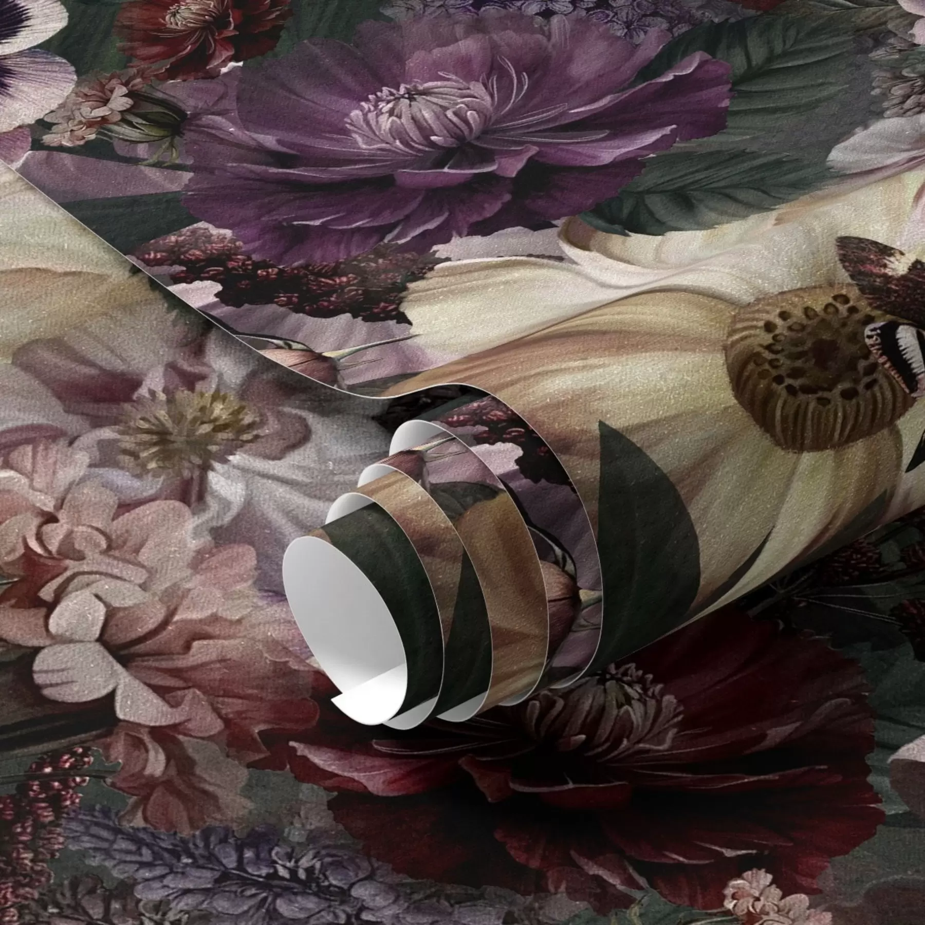 murais de parede Impressão floral artística em cores escuras a00147