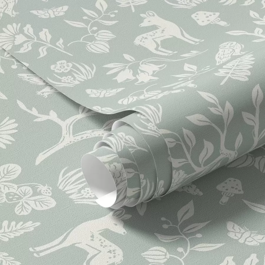 murais de parede Animais e plantas escandinavos sobre um fundo de menta a00149