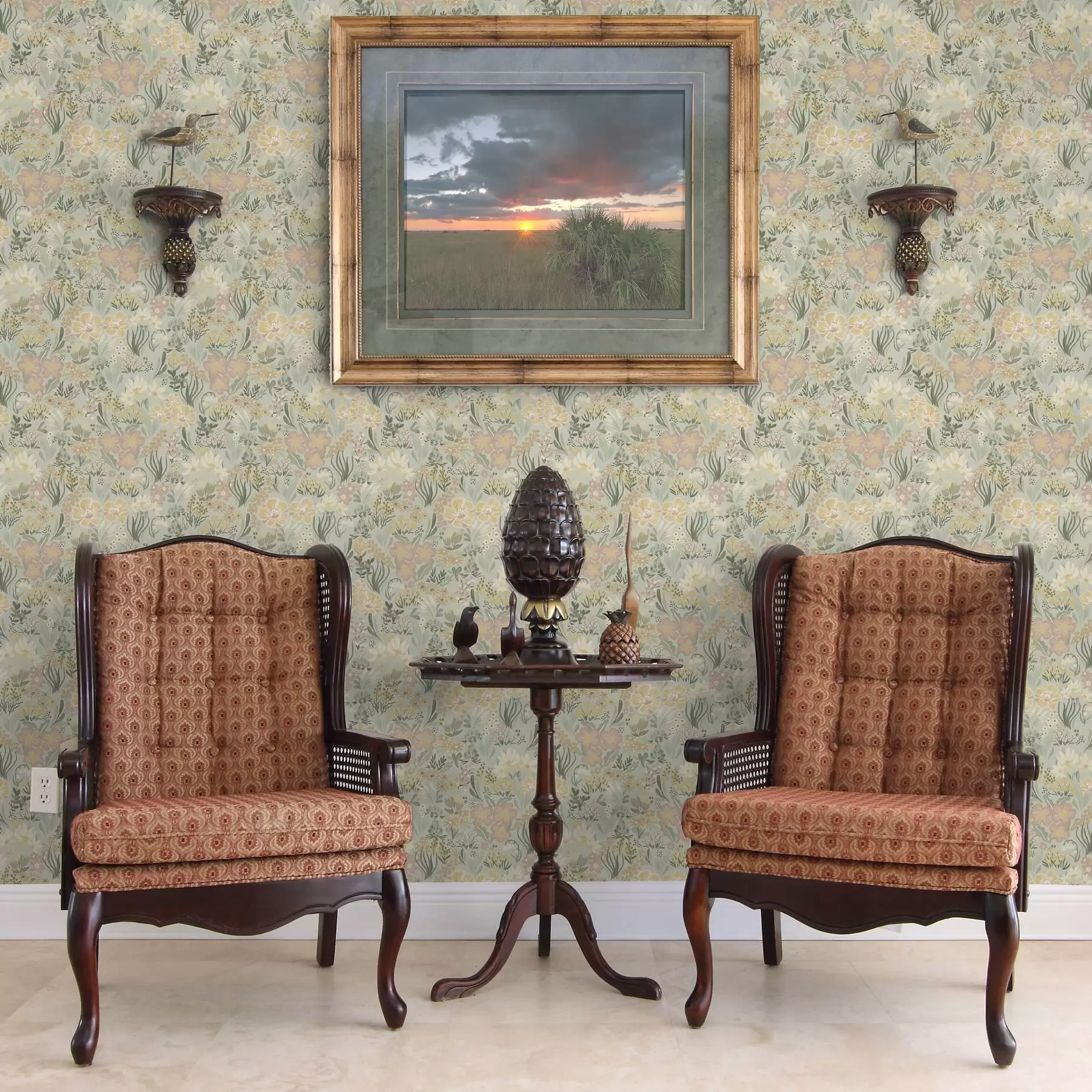 murais de parede Composição primaveril em tons verdes suaves a00154v2