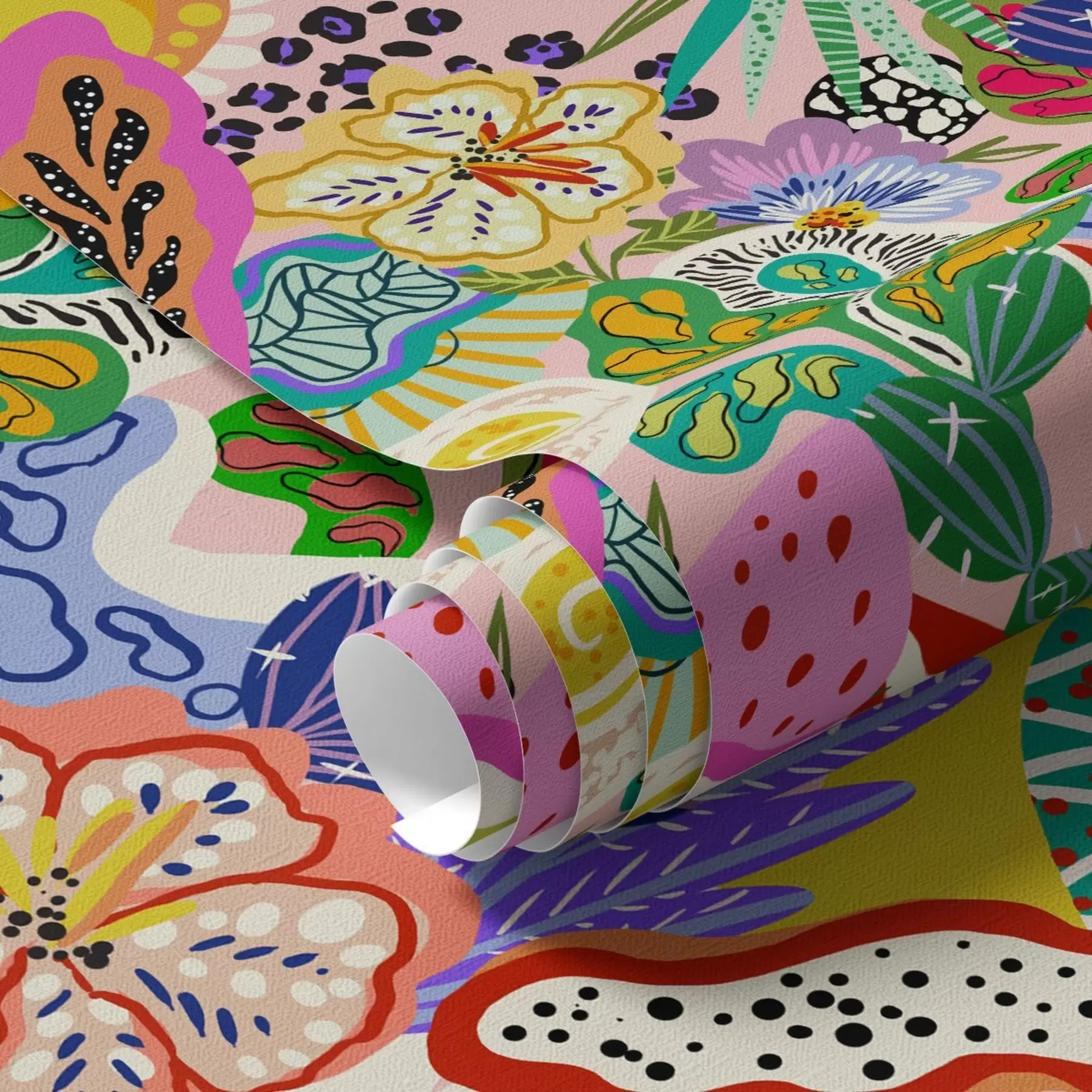 murais de parede Estampado floral abstrato em estilo pop art a00167