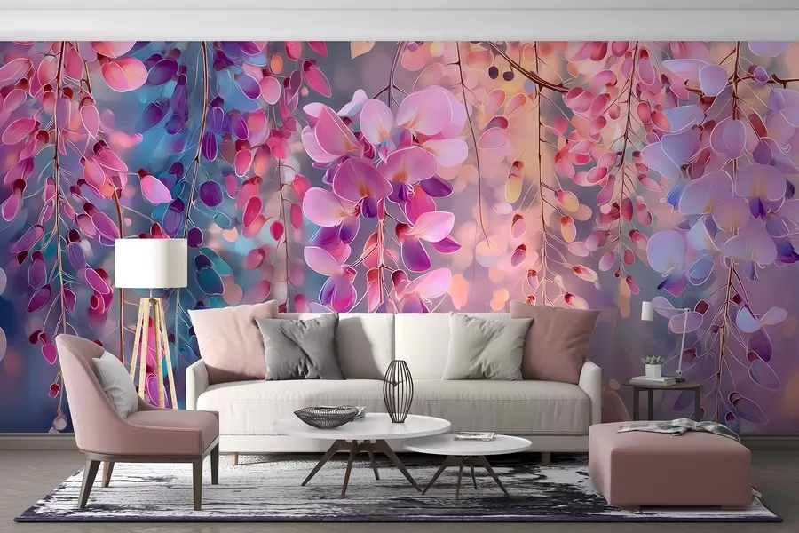 murais de parede Lilás colorido em estilo aguarela w09103