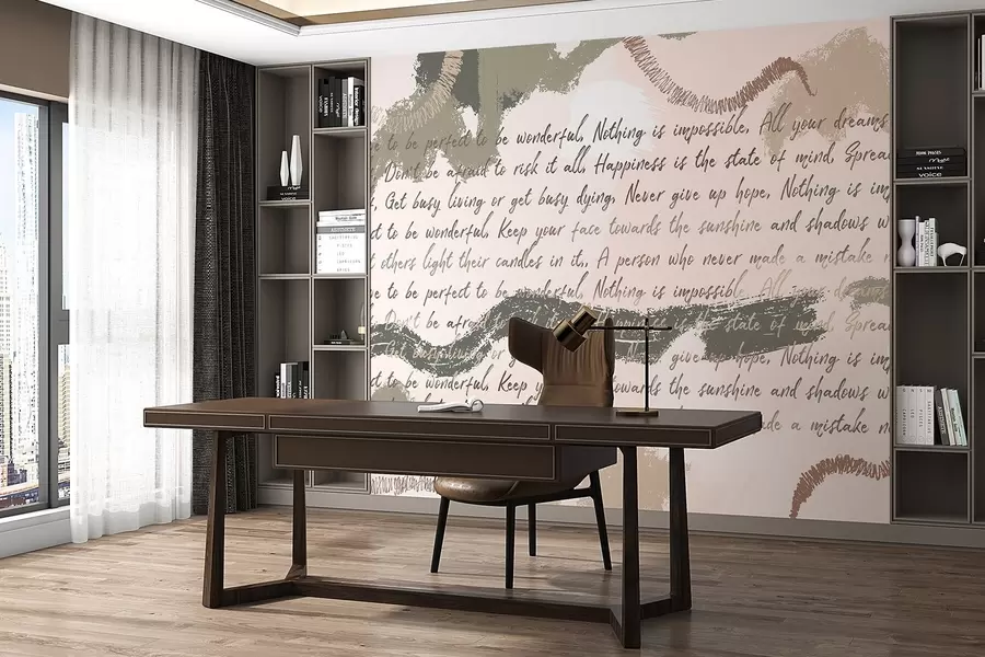 murais de parede Design com citações inspiradoras, abstração, cores naturais w03909